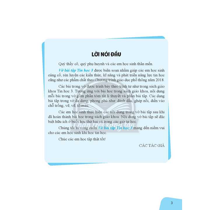 Sách giáo khoa (SGK) – Vở Bài Tập Tin Học Lớp 3 Chân trời sáng tạo
