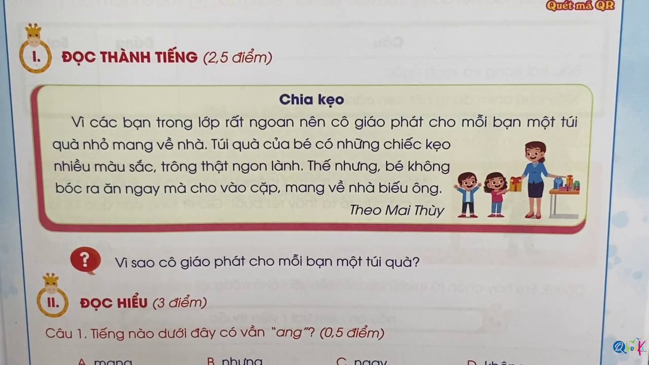 Hình ảnh minh họa túi quà với những chiếc kẹo nhiều màu sắc.