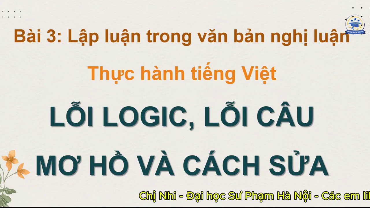 Mở đầu bài học về lỗi câu mơ hồ và lỗi logic trong viết văn.