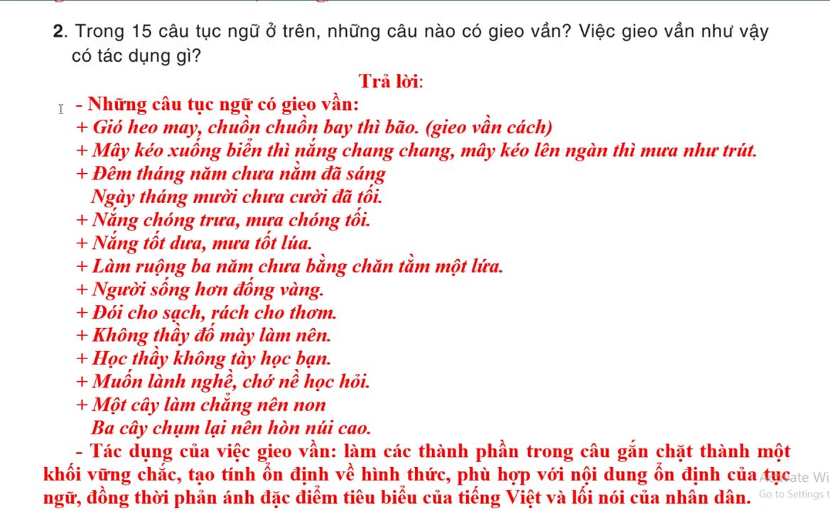 Hình ảnh minh họa sự cân đối, đối xứng trong cấu trúc của các câu tục ngữ.