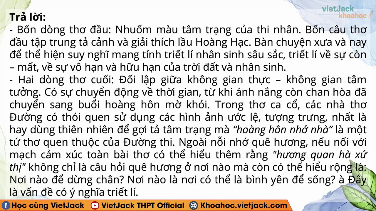 Bảng so sánh phong cách sáng tác giữa các tác phẩm, trong đó "Hoàng Hạc Lâu" được xếp vào phong cách cổ điển thời trung đại.
