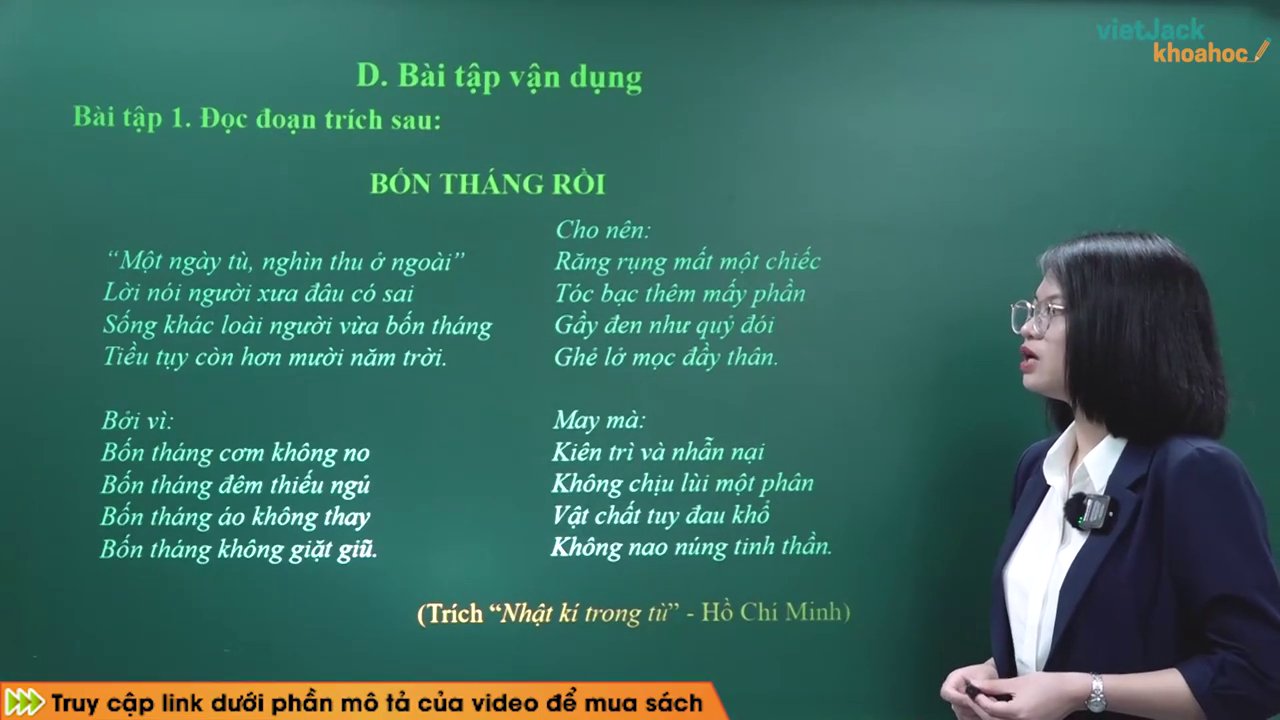 Hình ảnh minh họa cho bài tập đọc hiểu với đoạn trích thơ "Nhật ký trong tù".