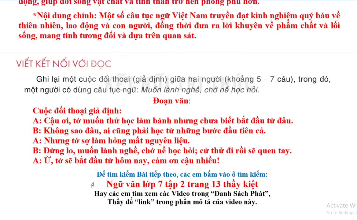 Hình ảnh minh họa một cuộc trò chuyện giữa hai người, trong đó một người đang sử dụng tục ngữ để khuyên bảo.