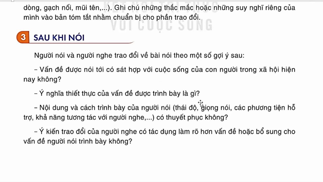 Hình ảnh minh họa cho bài học về kỹ năng nói và nghe trong chương trình Ngữ Văn.