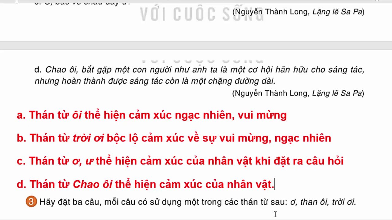 Học sinh sáng tạo đặt câu với các thán từ cho sẵn, vận dụng vào ngữ cảnh phù hợp.