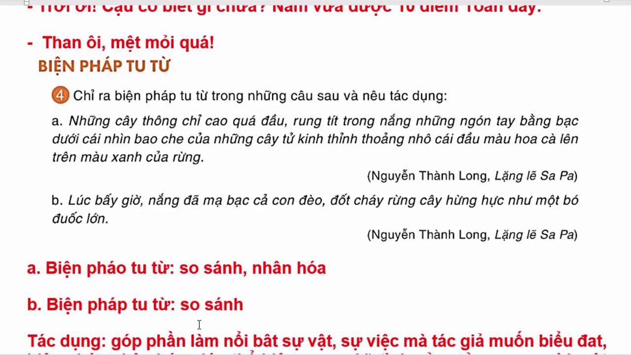 Phân tích các biện pháp tu từ như nhân hóa và so sánh trong đoạn văn miêu tả.